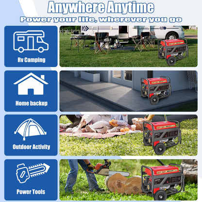 TOOLCY 5500W Gas Powered Generator – High-Performance Gas Generator with AVR, Steel Frame for Backup Power, Jobsite & Outdoor Use, 120V/240V 60Hz, Recoil Start, Not for Sale in California