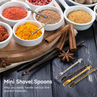Tideme 40 Pcs Mini Shovel Spoons,Tiny Spoons for Powder,Metal Spoon Power Scoop Tableware Charm Mini Pendant Spoon for Measuring Spices,Herbs,Powder,Coffee,Sugar