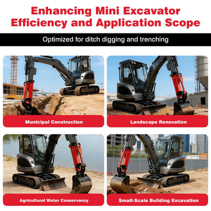 26" Mini Excavator Arm Extension - Heavy-Duty Steel Quick Attach Boom, Fits 1-6 Ton Machines, Extended Reach for Ditch Digging & Trenching, Mini Excavator Accessories
