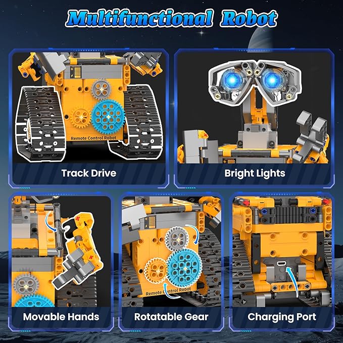 Robot Building Kit Toys for Boys Age 8-12 with 700 Pcs 3 in 1 Robotics Excavator Garbage Truck with App &amp Remote Control Coding Robot Building Set Birthday Gifts for 8-14 Years Old Boys