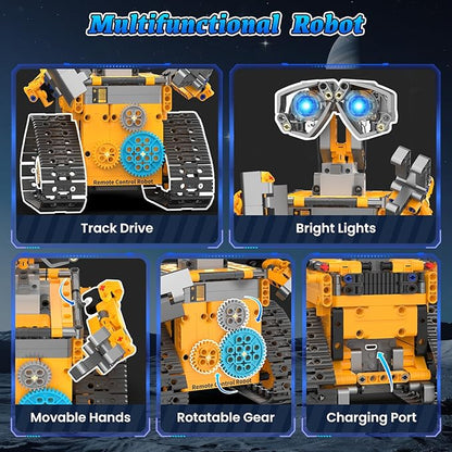 Robot Building Kit Toys for Boys Age 8-12 with 700 Pcs 3 in 1 Robotics Excavator Garbage Truck with App &amp Remote Control Coding Robot Building Set Birthday Gifts for 8-14 Years Old Boys