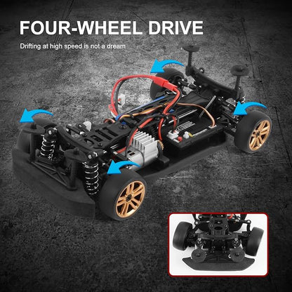 GoolRC RC Drift Car 1:18 Scale Remote Control Car 2.4GHz 4WD 30KM/H High Speed RC Racing Cars with LED Light Strip and 3 Batteries for Adults