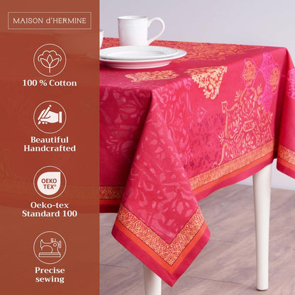 Maison d' Hermine Table Cloth Rectangle Table 100% Cotton 60 x 90 Inches Fall Tablecloth Reusable Everyday Use for Thanksgiving Christmas Decorations Dining Farmhouse Party (Versailles)