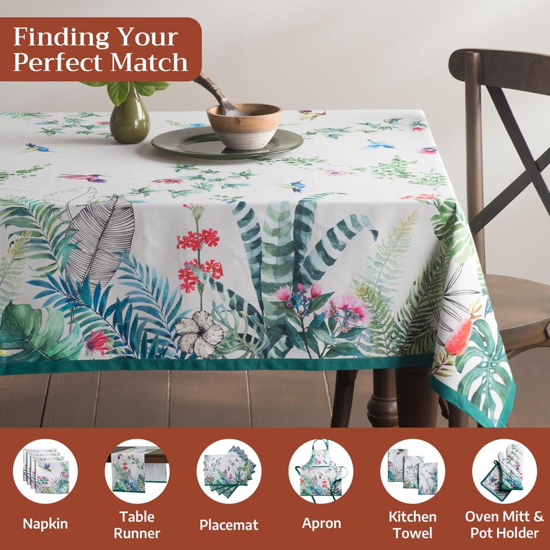 Maison d' Hermine Table Cloth Square Table 100% Cotton 54 x 54 Inches Tablecloth Reusable Decorative for Dining Kitchen Room Farmhouse Home Gifts for Mothers Day Spring Summer - Tropiques