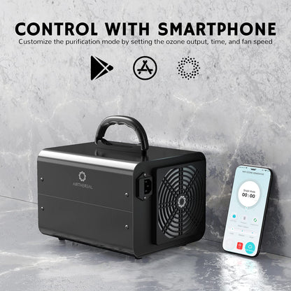 Airthereal MA10K-PRO SMART WiFi Ozone Generator - High Ozone Output Capacity Ozonator- Odor Remover, Deodorizer, Sterilizer - Adjustable Output and Timer Settings for Any Size Room - Black