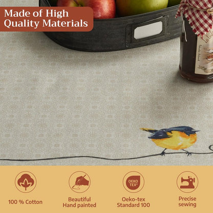 Maison d' Hermine Table Cloth Rectangle Table 100% Cotton 60 x 120 Inches Tablecloth Reusable Decorative for Dining Kitchen Room Farmhouse Home Gifts for Mothers Day Spring Summer - Birdies on Wire
