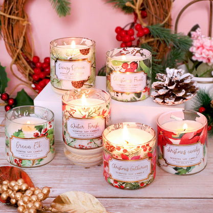 Cafemoon Christmas Jar Scented Candles: 4.5oz Soy Wax Scented Candles, Glass Jar Candles with 6 Fragrances, Aromatherapy Candles for Women, Christmas Gift, Home Decor