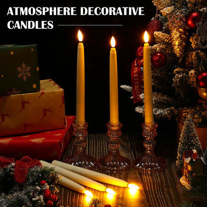 Baquler 100 Pcs Flameless Taper Candles LED Taper Candles Flickering Bulk Ivory LED Candlestick for Easter Wedding Church Halloween Christmas Party Decor Table Centerpiece, 8.5 in, No Batteries