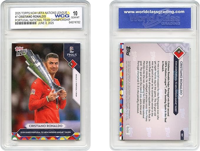 2025 Topps UEFA Soccer Cristiano Ronaldo Portugal Team Championship Card #7 - Graded GEM-Mint 10
