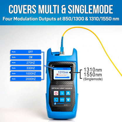 Jonard Tools FLS-55 Multi-Mode & Single-Mode Fiber Optic Light Source with FC/LC/SC (PC/UPC) Adapters (2025 Model)