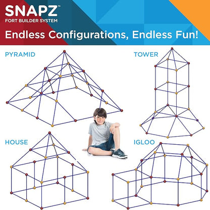 SNAPZ Ultimate Fort Builder Kit for Kids 8-12 - Sturdy Fort Building Kit for Kids 4-8 - Make &amp Build Ball &amp Stick Fort Set - Indoor STEM Tent Fort Making Toy