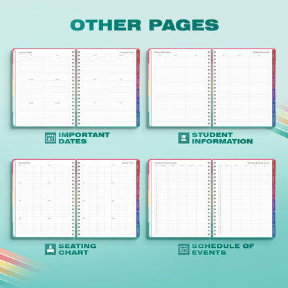 Teacher Lesson Planner 2026-2027 Academic Year, Aug 2026-Jul 2027, Deluxe 26-27 Lesson Plan Book for Teachers Supplies & Homeschool Planner with Pocket & Monthly Tabs, 8.5" x 11", Happy Stripes