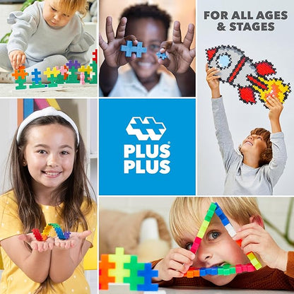 PLUS PLUS 240 Piece Interlocking Building Blocks for Kids Open Ended Connecting Toys STEM Bin Mini Manipulatives - Basic Mix Play Tube &amp Baseplate