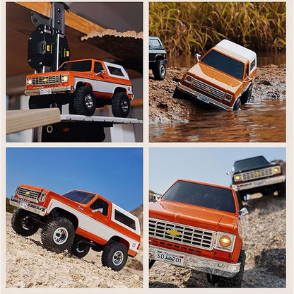 EAZYRC X FMS 1/24 Chevy K5 Blazer 1976s RC Truck RTR Orange with Lisense RC Crawler 4WD 5Km+ 2-Speed Transmission RC Car Off-Road VehiclePlay as Soon as You get it（Orange）