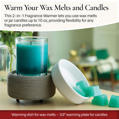 Candle Warmers ETC 2-in-1 Candle and Fragrance Warmer for Warming Scented Candles or Wax Melts and Tarts with to Freshen Room, Gray Texture