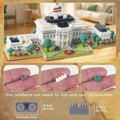 2000+PCS White House Architecture Micro mini Building Blocks SetsCreative Ideals Palace Decoration Collection Perfect Present for 14+ Boys Girls or Adults