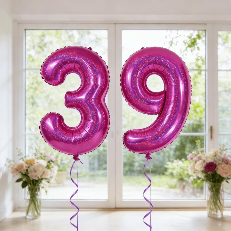 Laser Hot Pink 7 Balloon, Number Balloons 40 Inch, 7th Birthday Decorations for Girls Kids, Party Decoration for Women, Number 7 Balloon