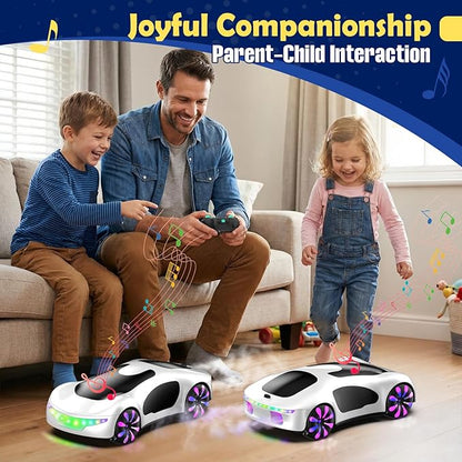 HuiJuKeJi Gesture Sensing RC Stunt Car with USB Charging Dock 360° Rotate Drift Car 2.4GHz Dual Remote Control Cool Spray Mist &amp LED Lights Birthday Gift for Kids Boys Girls Age 6-12