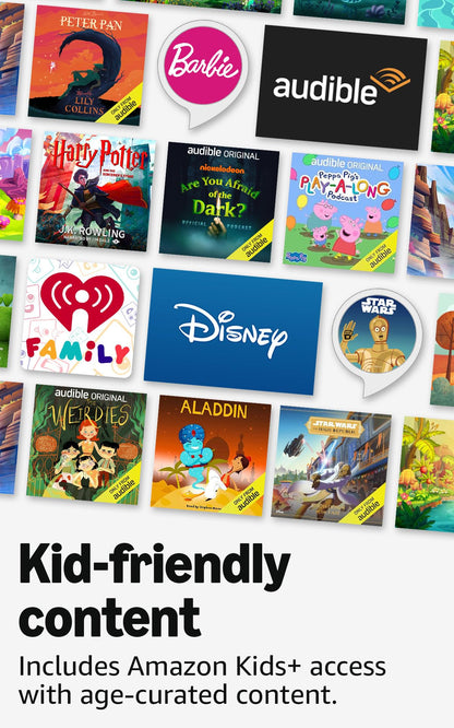Amazon Echo Dot Kids (newest model), Smart speaker to enjoy age-appropriate audiobooks, interactive games and Alexa+ experiences to create and learn, Dragon design