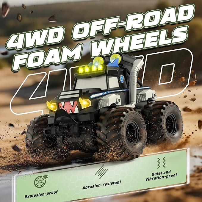 Remote Control Car Waterproof Monster Trucks Toys 1:18 Amphibious RC Cars 2.4 GHz 4WD All Terrain Off-Road Pickup Toy Truck Kids Toys for 6-12 Year Old Boys Girls Christmas Birthday Gifts Presents