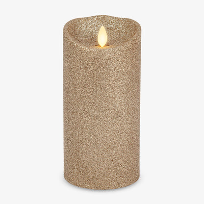 Luminara Glitter Flameless Candle Pillar (Champagne, 3.5" x 7")