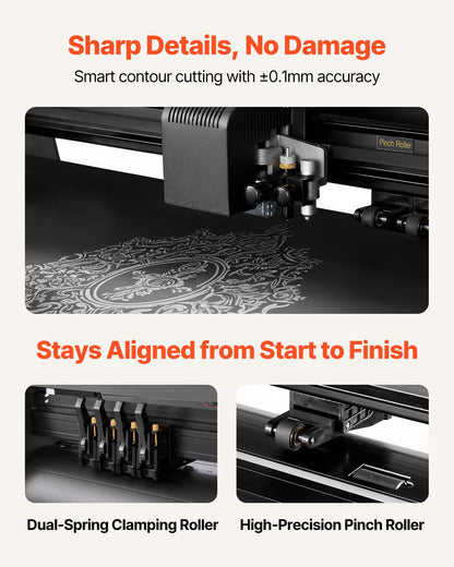 VEVOR Vinyl Cutter Machine, 34 inch Max Feed Width, Dual Blades, Adjustable Force and Speed, LED Display, Vinyl Plotter Cutter Printer Bundle with Sticker Sheets, Transfer Film, Signmaster Software