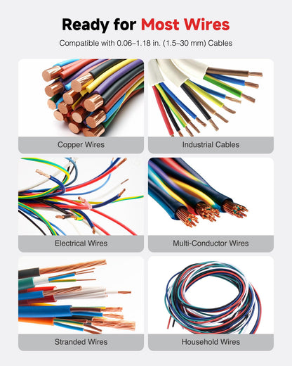 CREWORKS 250W Automatic Wire Stripper Machine, Electric Wire Stripping Machine with Adjustable Speed for 0.06-1.18 in. Cables, Wire Stripping Tool for 1.5 to 30 mm Scrap Copper Cable Wire Recycling
