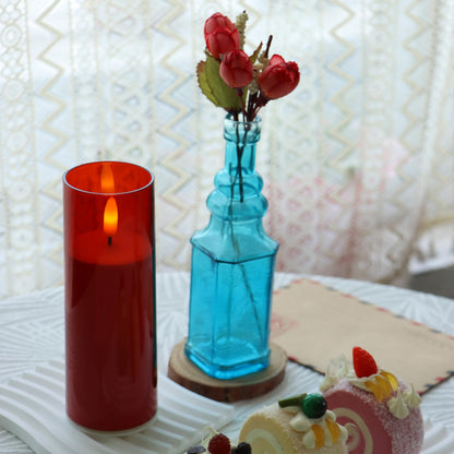 CANDLE CHOICE Indoor Outdoor Flameless Candles with Timer Waterproof Realistic Flickering Battery Operated Pillar LED Lights with Acrylic Shell Wedding Party Christmas Decorations 6 Pack 2”x6” Red