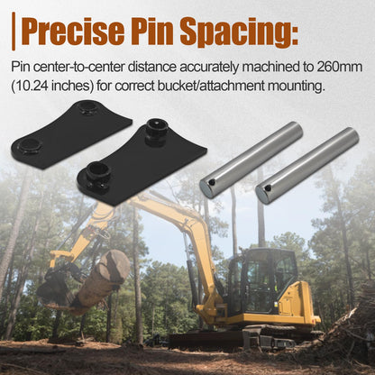 ShareZem 45mm Bucket Attachment Ear Weld On 10-1/4" C-C A Pair with Pins and Screws for Caterpillar 305 305.5 306 Mini Excavator
