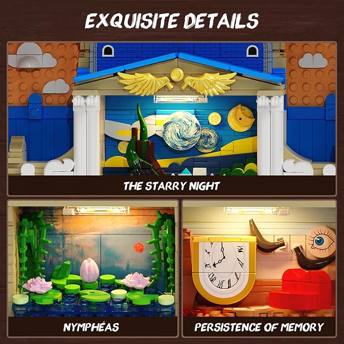 Artworks Painting Frame Building Set with Lights Artistic Painting Building Brick for Home Office Decor Collectible Art Building Block Kit for Adults Boys Girls Ages 12+ (Not Wall-Mountable)
