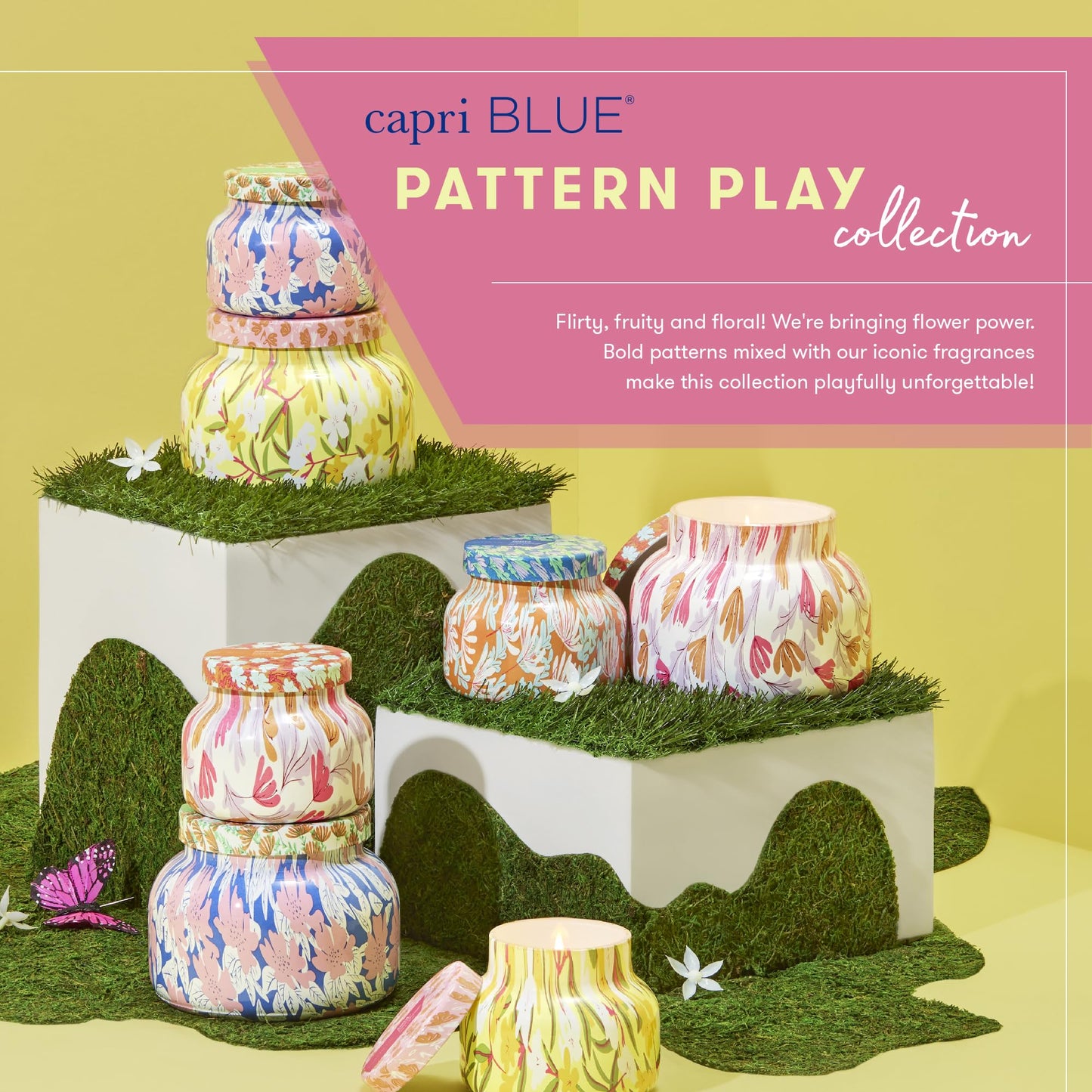 Capri Blue Scented Candles - Pattern Play Glass Jar Candles - Long Lasting Soy Wax Blend - Luxury Home Decor - Notes of Tropical Fruits & Sugared Citrus - Gifts for Women (Volcano, 8 oz)