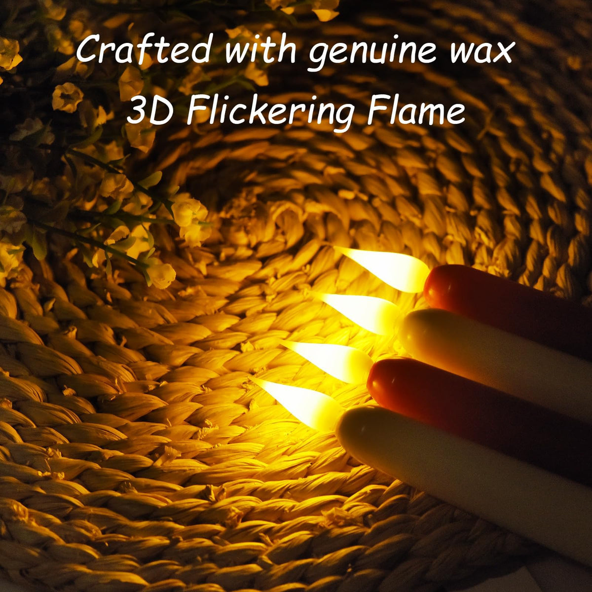 Flameless Taper Candles with Remote Control,12pack Dripless Plastic LED Candles, Flickering Candle Battery Operated,9.2''Classic Tall Candle for Wedding,Party,Halloween,Christmas,Home Decor (Ivory)