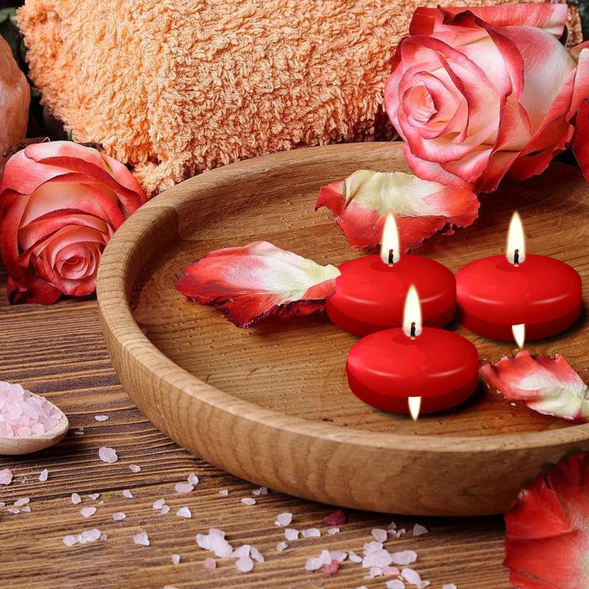 20 Pcs Floating Candles Centerpieces, 1.5 Inch Unscented Floating Candles, Warm Tealights Candles for Wedding, Night, Christmas, Valentine's Day,Home Decor and Party Decoration (Red 20pcs)