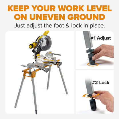 BORA Portable Miter Saw Stand 2nd Generation - Quick release Tool Mount - 114 Inches of Material Support - Universal Folding Compound Mitre Saw Stand fits Dewalt, Milwaukee, Ridgid, Bosch Chop Saws PM-4020
