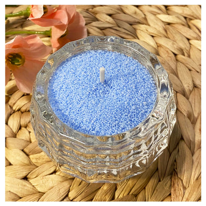 VITARIE Refillable Pearled Candle Sand 18oz, Unscented, 30 Cotton Wicks, 1.1lb Long Burning, Candle Making Kit, Sky Blue