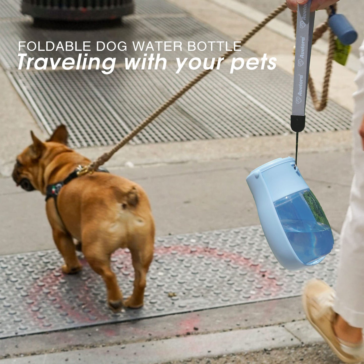 AVELORA Foldable Dog Water Bottle,Portable Water Dispenser,Outdoor Pet Water Bottle for Dog,Cat,Puppy,Walking,Hiking,Travel.Dishwasher Safe,Puppy Accessories,10oz