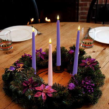 Homemory Battery-Operated LED Flickering Advent Candles, Set of 4 with Remote Timer - For Christmas Wreath