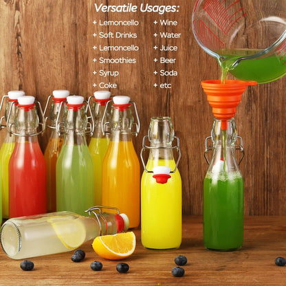 12 Pack 8.5oz Flip Top Glass Bottles,8.5oz swing top glass bottles with airtight lids for Home Brewing,2nd Fermentation,Kombucha,Kefir,Vanilla Extract,Juice,Tea,Beverages,Soda,Oils,Vinegar,Limoncello