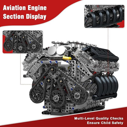 Mould King LR V10 Engine Model Kit for Adults 1834 Pcs Engine Kits That Runs DIY Mechanical Building Set for 14+ 10250 STEM Educational Toy Car Motor