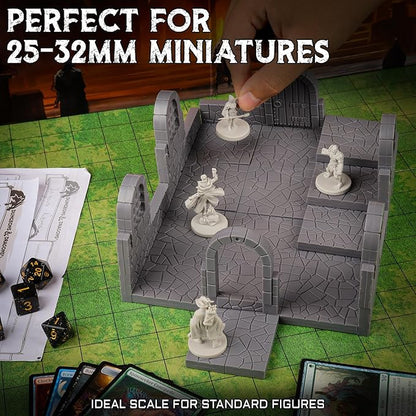 CZYY Magnetic Dungeon Tiles Set – 58 PCS Modular &amp Paintable Terrain Kit with Double-Sided Textured Floors Doors &amp Windows – Build 3D Battle Maps for DND Wargames &amp Tabletop RPGs (Basic