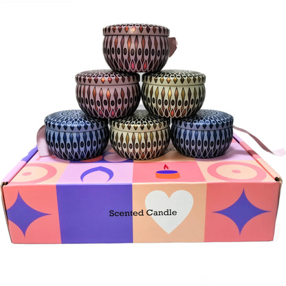 Scented Candles Gift Set, Soy Candles Non Toxic, 8% Essential Oils, 6PCS