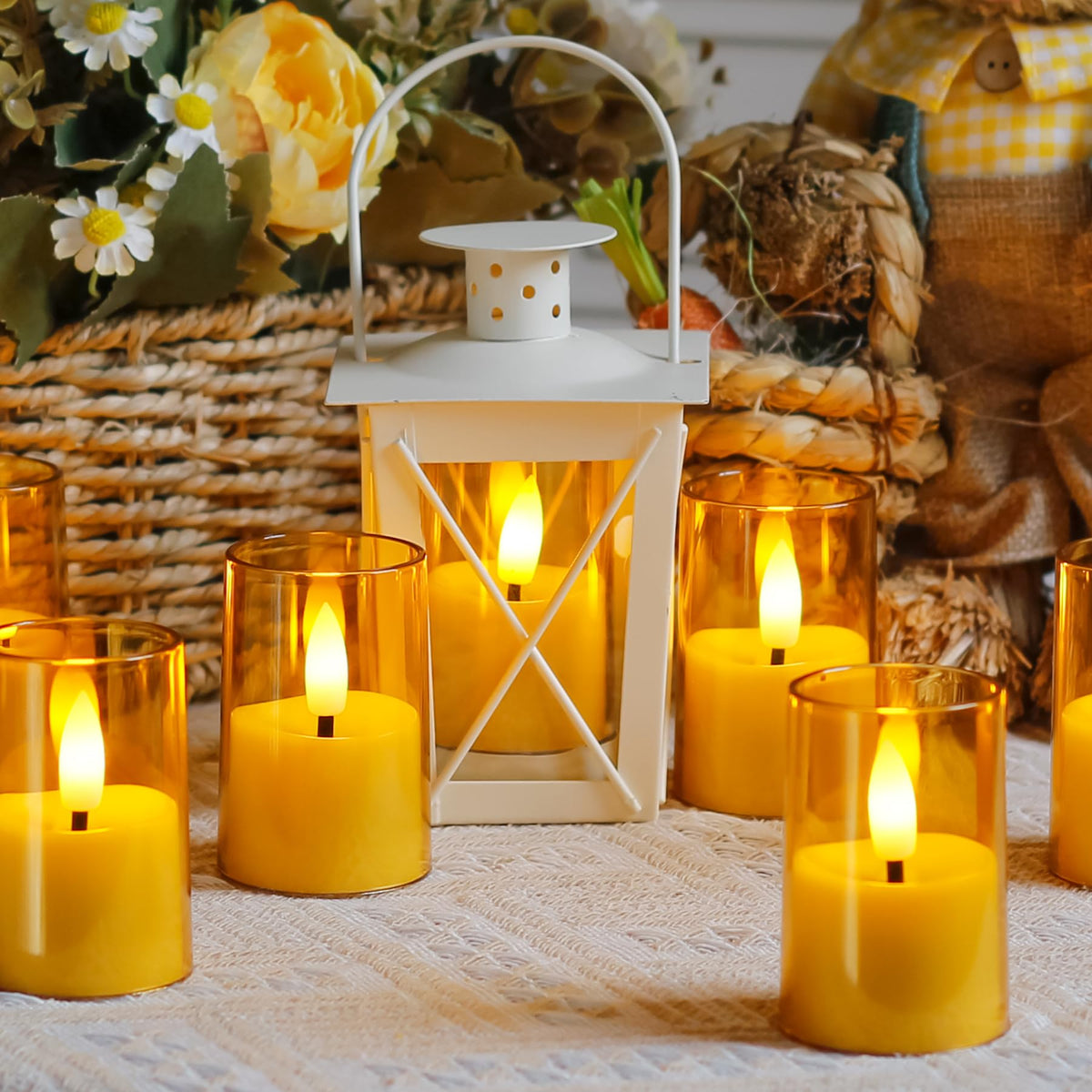 Zevanor Flameless Small Tea Light LED Candles, Acrylic Battery Operated Votive 1.7" x2.5" with Remote Control and Timer, Tealight Amber Flickering Warm Light Pack of 8 Electric Long Lasting