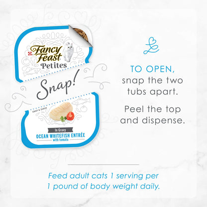 Purina Fancy Feast Petites Ocean Whitefish Entree With Tomato in Gravy Gourmet Wet Cat Food - (Pack of 12) 2.8 oz. Tubs