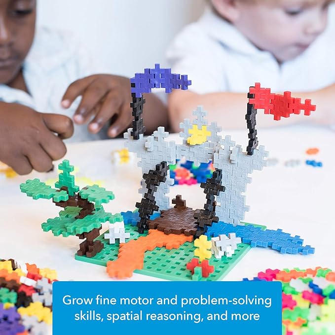 PLUS PLUS 240 Piece Interlocking Building Blocks for Kids Open Ended Connecting Toys STEM Bin Mini Manipulatives - Basic Mix Play Tube &amp Baseplate