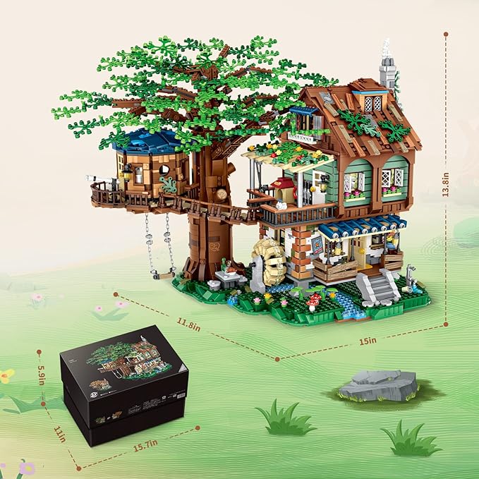 Idea Tree House Bricks Model Toys Set Forest House Building Blocks Street View Sets for Adults Ages 14+ Tree House Display 4761 PCS
