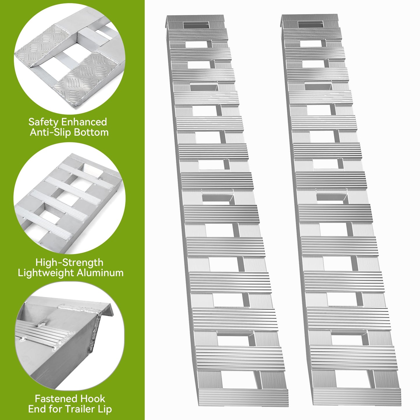 AUTOSAVER88 2pcs 6000lbs 60" x 12" Aluminum Trailer Ramps, Loading Ramps Car ATV Truck Auto Hauler Knife & Hook Ends