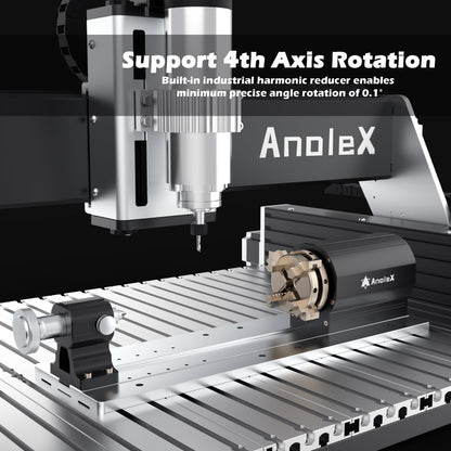 AnoleX CNC Router Machine RX6040 with 1.5KW Air Cooled Spindle, All-Metal XYZ Axis Dual Steel Linear Guides & 1204 Ball Screws for Metal Aluminum Brass Wood Acrylic PCB