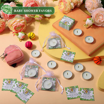 MTLEE 50 Sets Baby Shower Party Favors Candles Including 50 Pcs Tealight Candles Thank You Cards Baby Shower Bags for Guests Prizes Gender Reveal Party Decorations(White,Animals)