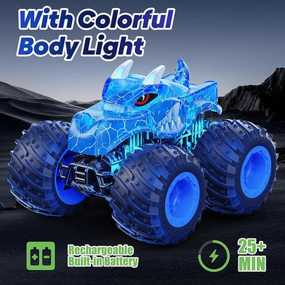 BAODLON Remote Control Monster Car 2.4GHz RC Monster Trucks Toys for 3 4 5 6 7 8 Years Old Boys Kids All Terrain RC Truck Off Road with Spray Light Rechargeable Battery Christmas Birthday Gifts