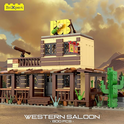 Mould King Wild West Architecture Building Sets Mini Western-Saloon Modular Buildings Model Kits Ideas House Office Room Decor Gifts for Adult &amp Teens Age 14+ (800 PCS)